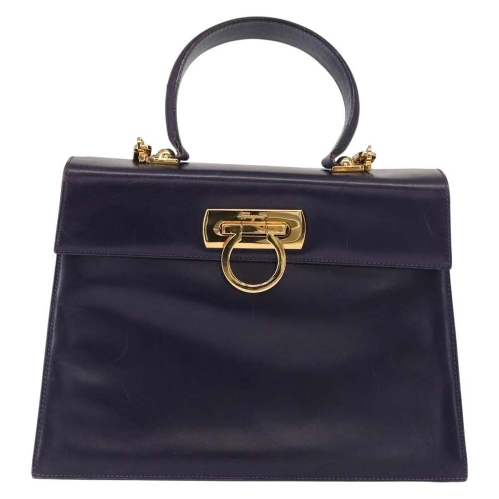 Salvatore Ferragamo Leather Gancini Tote Bag Purple